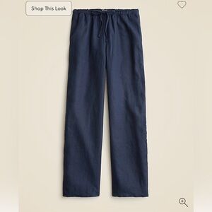Navy Blue Linen Drawstring Pants